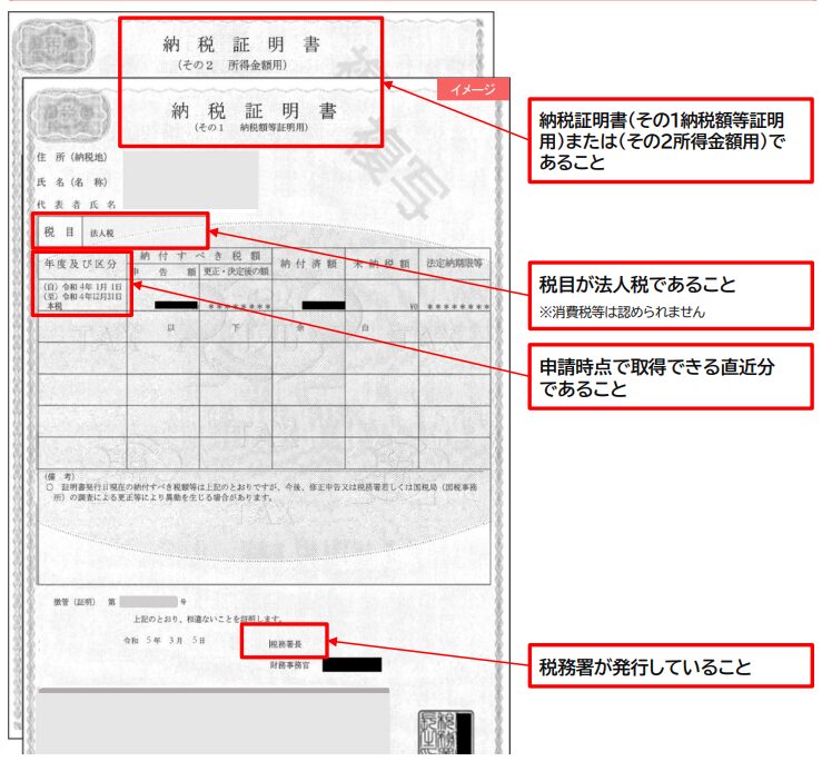 納税証明書(法人)の注意点