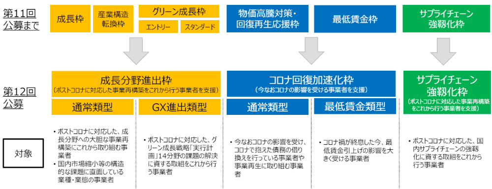事業再構築補助金12回公募の申請枠